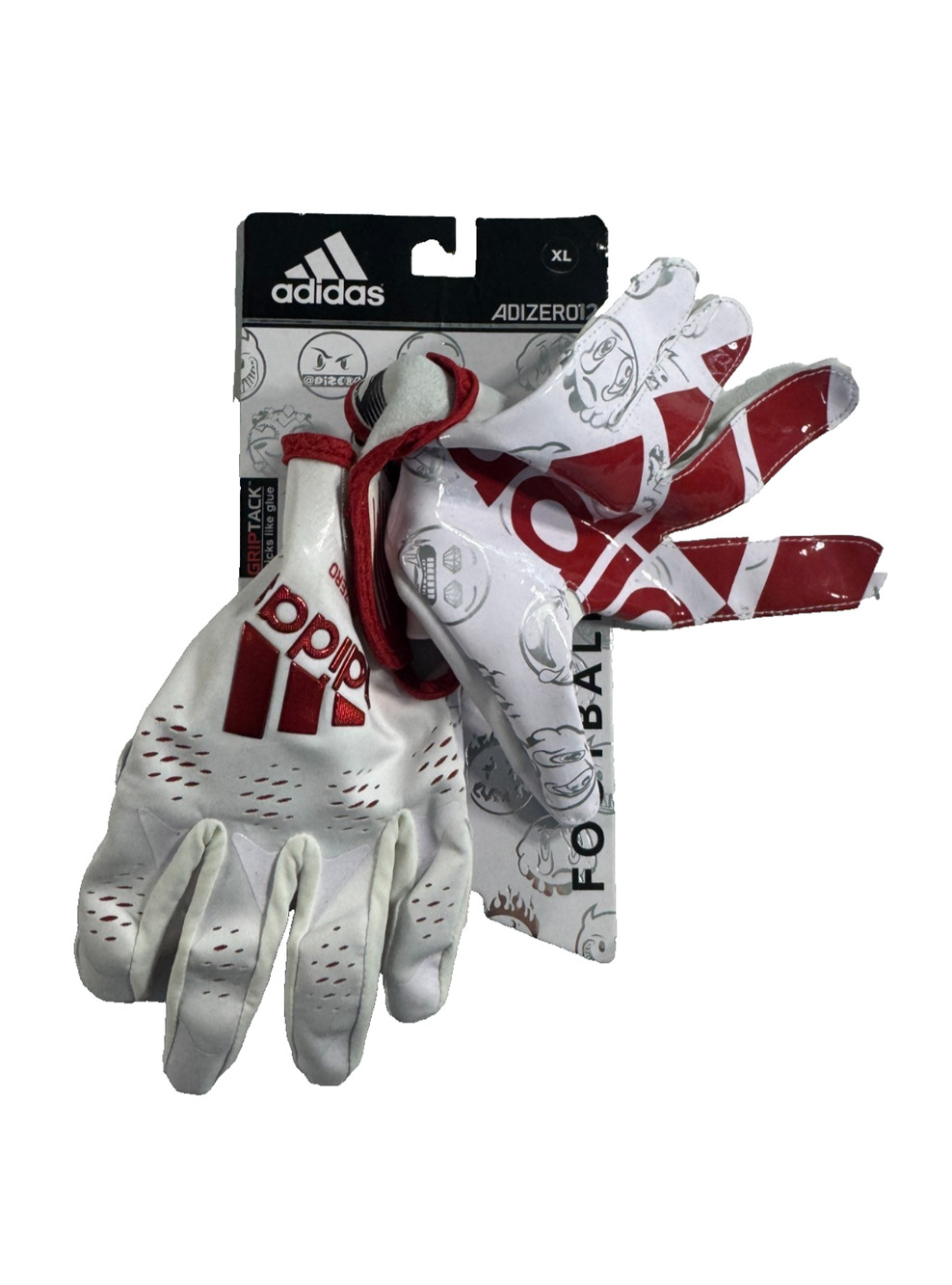 Adidas Adizero 12 Emoji Adult Football Receiver Gloves White Red Size XL NWT